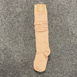 New American Eagle Ribbed Over the Knee Socks Pink Salmon Tall Long Lightweight